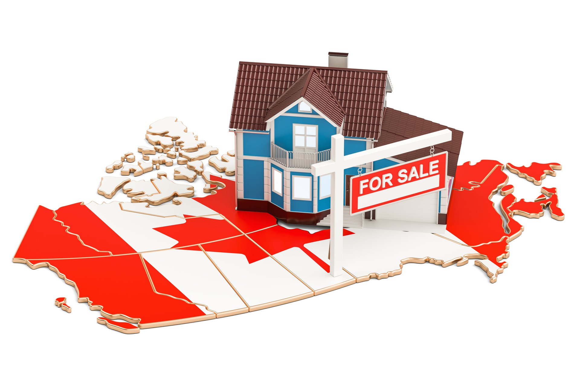 Property for sale and rent in Canada concept, 3D rendering